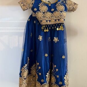 Blue and Gold Kids Indian Dress Costume